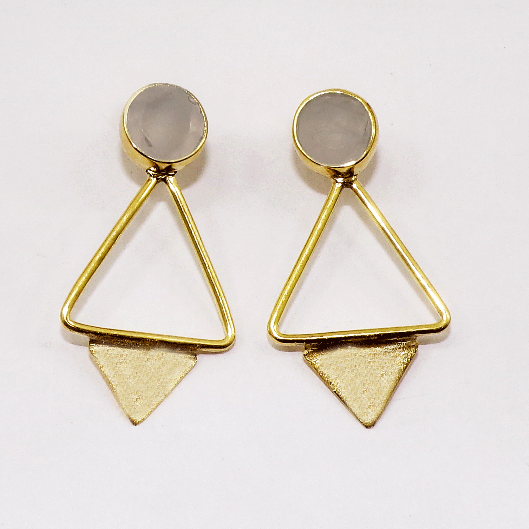 Amazing Rose Quartz Cut Stud Earring Q - JBS999 New Year Collection Round Shape With 18ct Gold Plating Stud Earring